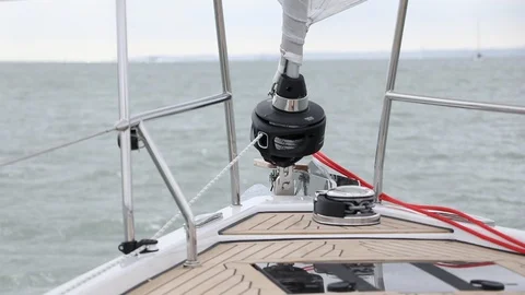 Foredeck of a sailing yacht, rack focus. Stock Footage 123338290