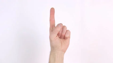Forefinger Up Against White Background Stock Footage 97448525