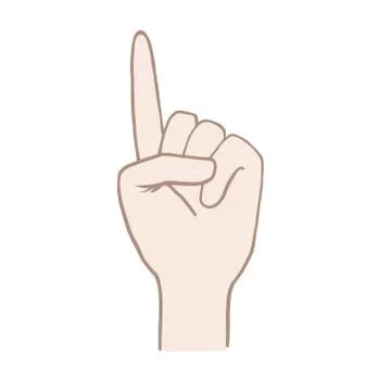 Forefinger up. Color vector drawing of a hand. Illustration in cartoon style. Stock Illustration