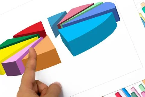 Forefinger for explain sheet graph and chart for report work Stock Photos