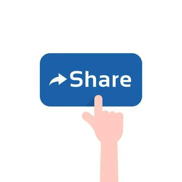 Forefinger press on blue share button Illustrazione stock