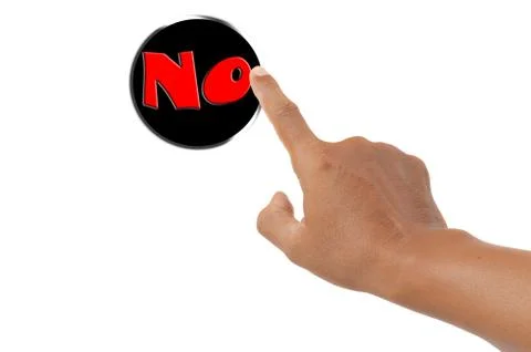 Forefinger pressing no button Stock Photos