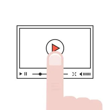 Forefinger push on linear video player Stock Illustration