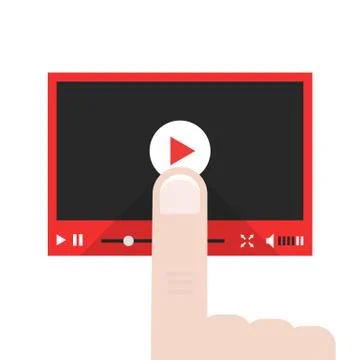Forefinger push on video player button Stock Illustration