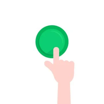Forefinger pushing on green button Ilustración de archivo