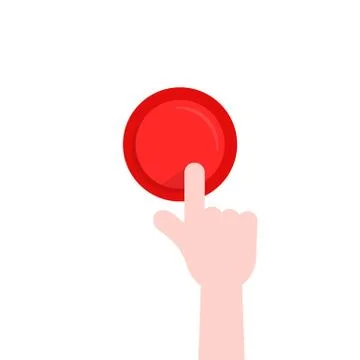 Forefinger pushing on red button Illustrazione stock