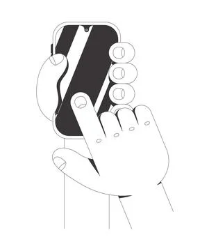 Forefinger scrolling on blank phone screen line neo brutalism tutorial graphi Stock Illustration