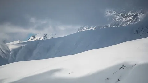 Foreground Movement Shadows on snow time lapse Stock-Footage 83691088