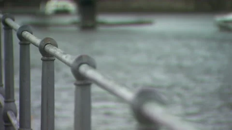Foreground Railings with Background Marina Stock-Footage 147330835