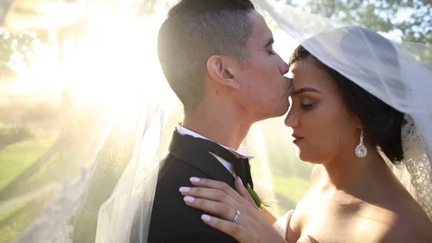 Forehead Kiss Under The Veil Stock Footage 114883379