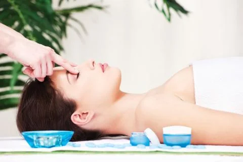 Forehead massage Stock Photos