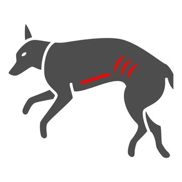 Foreign body in dog stomach solid icon, Diseases of pets concept, pet with Stock Illustration