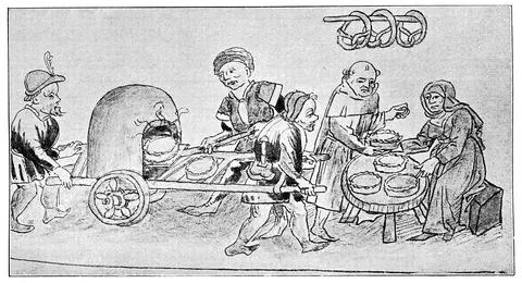 Foreign bread bakers in the Konstanzer Strasse at the time of the Council early 스톡 일러스트