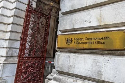 Foreign, Commonwealth and Development Office sign on UK government building Stock Photos