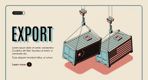 Foreign countries goods export website Stock Illustration