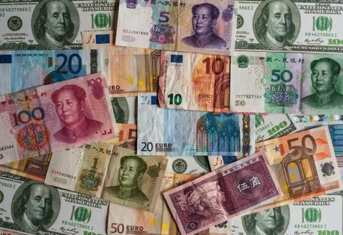 Foreign currency background Stock Photos