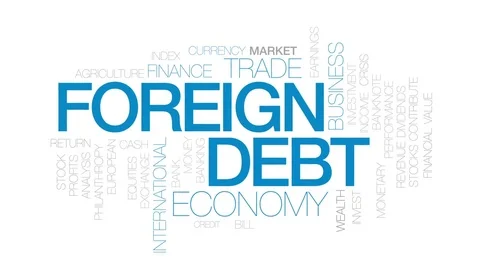 Foreign debt animated word cloud, text design animation. Kinetic typography. Stock Footage 80598928