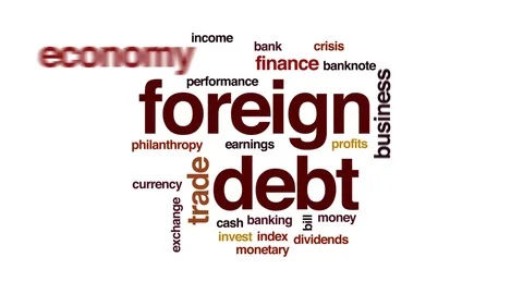 Foreign debt animated word cloud, text design animation. Stock Footage 80701925