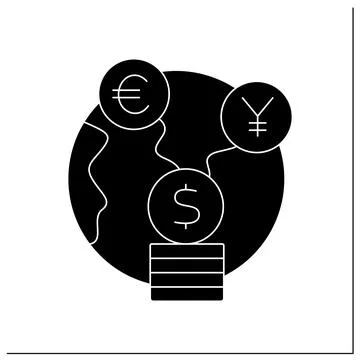 Foreign exchange glyph icon Stock Illustration