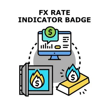 Foreign exchange rate indicator badge concept illustration Stock Illustration