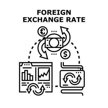 Foreign exchange rate process with global currencies Stock Illustration
