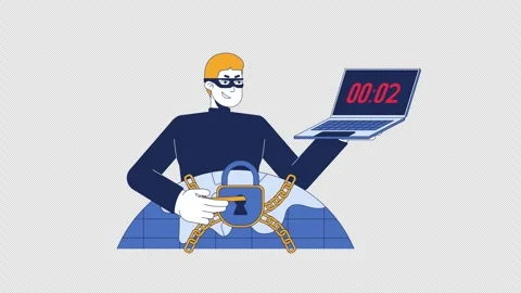 Foreign hacker breaking through cybersecurity defenses 2D animation Stock Footage 347663149