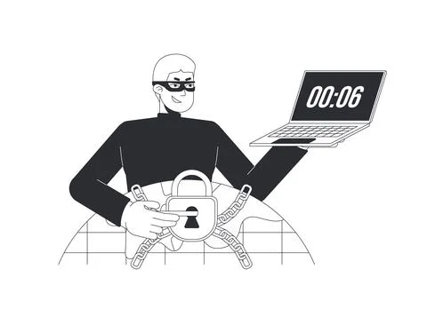 Foreign hacker breaking through cybersecurity defense line illustration conce Stock-Illustration