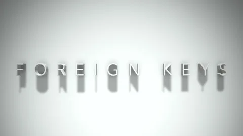 Foreign keys 3D title animation white text on a white background Stock Footage 299369624