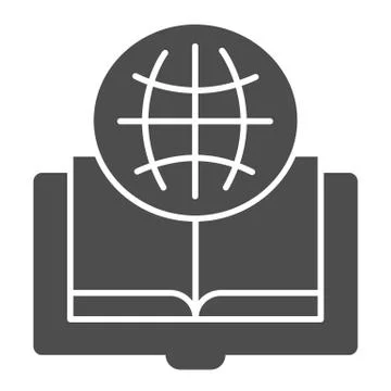 Foreign language book solid icon. Opened book vector illustration isolated on Stock Illustration