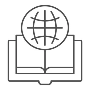 Foreign language book thin line icon. Opened book vector illustration isolated Stock Illustration