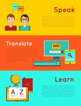 Foreign language education online. Stock Illustration