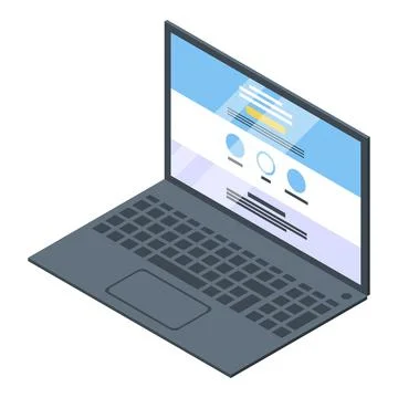 Foreign language laptop lesson icon, isometric style Stock Illustration