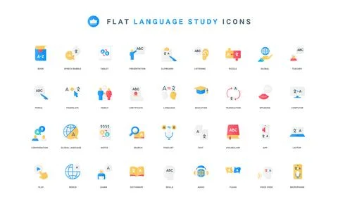 Foreign language learning and translation, speak and listen, dialog skill flat Illustrazione stock