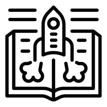 Foreign language rocket study icon, outline style Illustrazione stock