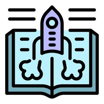 Foreign language rocket study icon color outline vector Illustrazione stock