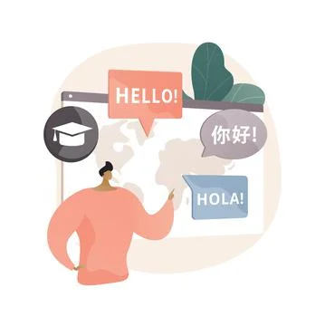 Foreign language workshop abstract concept vector illustration. Stock Illustration