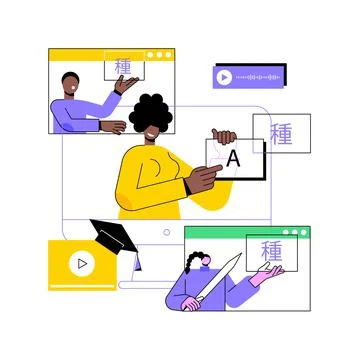 Foreign language workshop abstract concept vector illustration. Stock Illustration
