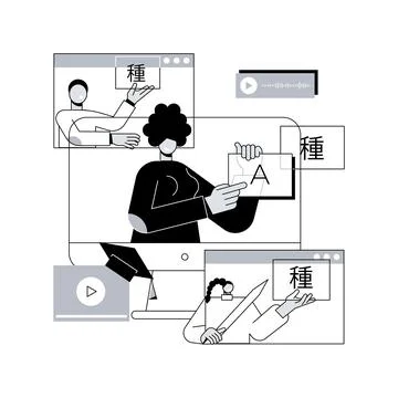 Foreign language workshop abstract concept vector illustration. Stock Illustration