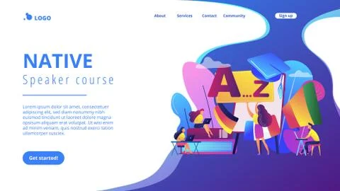Foreign language workshop concept landing page. Illustrazione stock