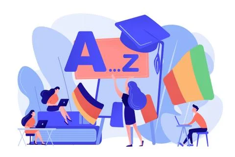 Foreign language workshop concept vector illustration. Stock Illustration