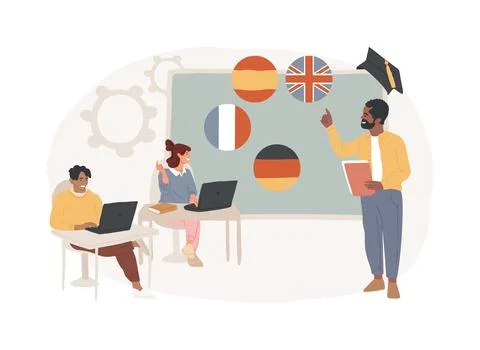 Foreign language workshop isolated concept vector illustration. Stock Illustration