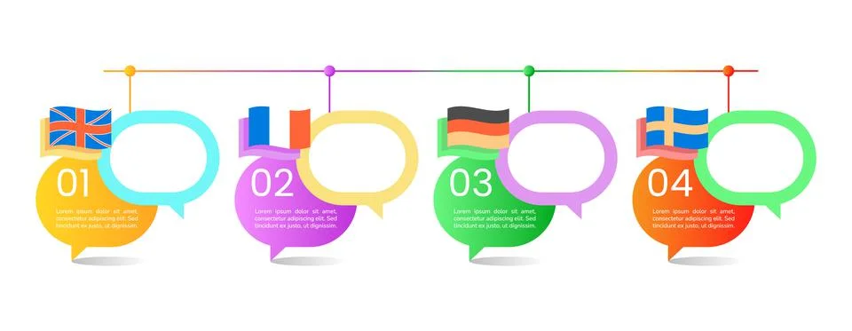 Foreign languages studies infographic chart design template Stock Illustration