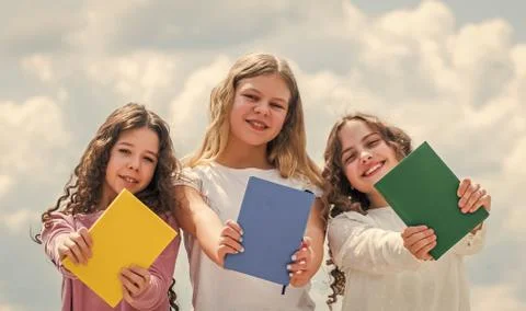 Foreign languages. Study together. Clever kids. Study group help solidify Stock Photos