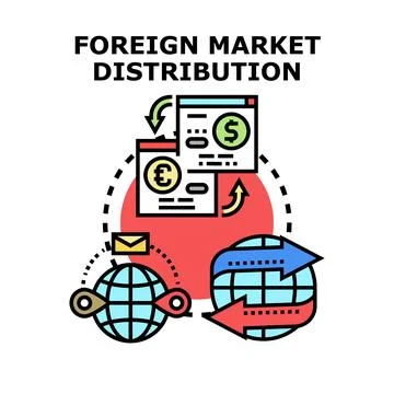 Foreign market distribution vector concept illustration Stock Illustration