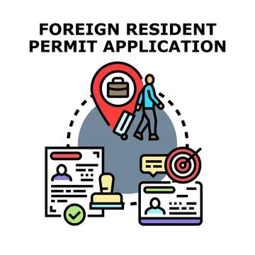 Foreign national applying for resident permit successfully Stock Illustration