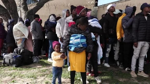 Foreign nationals queue for repatriation Stock Footage 339501321