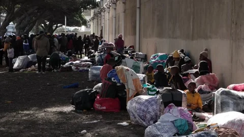 Foreign nationals queue for repatriation Stock Footage 339501385