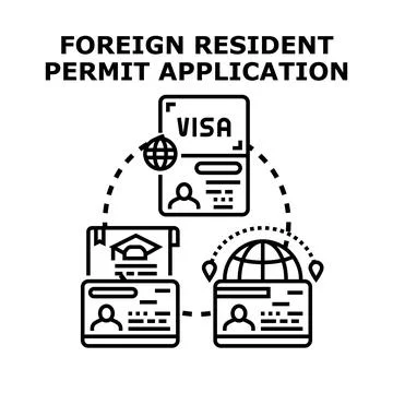 Foreign resident permit application concept vector illustration Stock Illustration