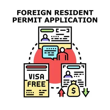 Foreign resident permit application process concept 스톡 일러스트