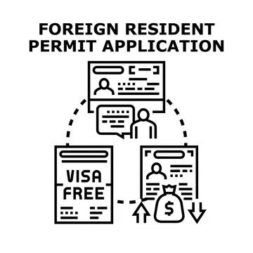 Foreign resident permit application process concept Illustrazione stock